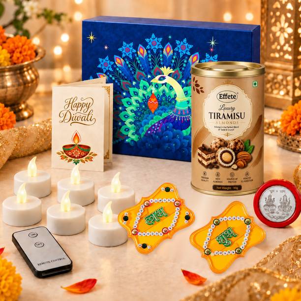 Effete Festival Gift Combo – LED Candles | Shubh Labh | Card | Chocolate | Coin Assorted Gift Box