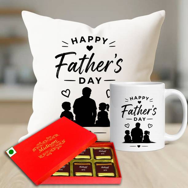 Midiron Elegant Birthday Gift Set for Dad – Chocolate Box, Coffee Mug & Cushion Set Assorted Gift Box