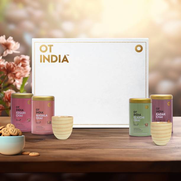 OT INDIA Christmas Box includes Elaichi, Masala, Kadak, Kesari chai in tins Assorted Gift Box