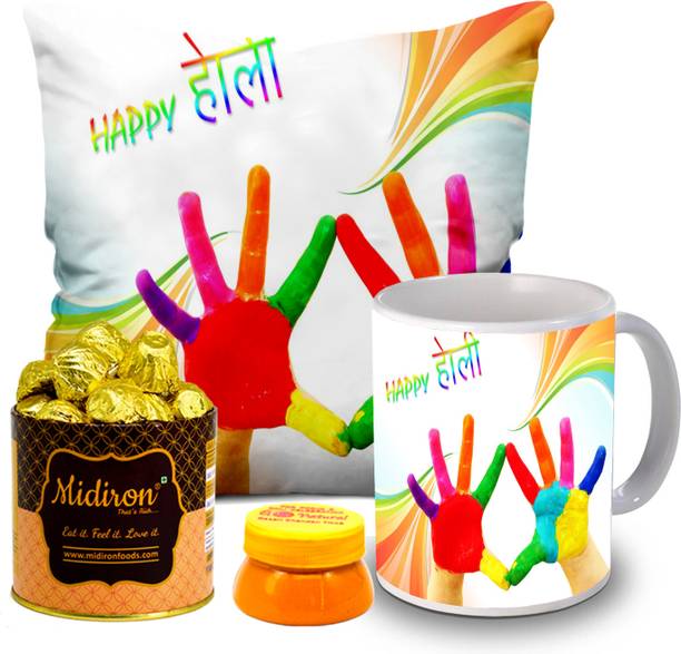 Midiron Holi Combo Gift | Holi Chocolate Gift | Holi Gift Hamper with Chocolate Box Fiber Gift Box