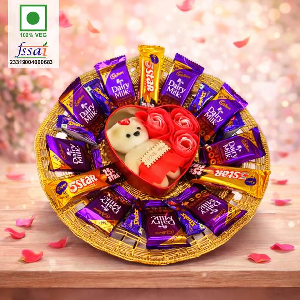 Chocoloony Unique Chocolate Gift Hamper with Soft Toy For Birthday, Anniversary, Valentine Paper Gift Box