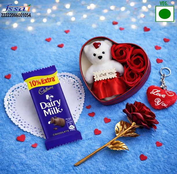 THE CLICK INDIA The Click India Cadbury Dairy Milk,Heart Box,Rose Flower,Keychain Gift For Girls Plastic Gift Box
