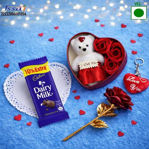 THE CLICK INDIA The Click India Cadbury Dairy Milk,Heart Box,Rose Flower,Keychain Gift For Girls Plastic Gift Box