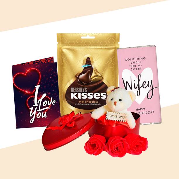 Chocoloony Valentine's Day Hershey's Kisses & Bar Chocolate Gifting Cute Teddi Paper Gift Box