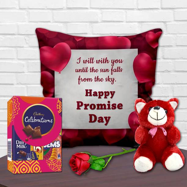 Midiron Promise Day Gift Hamper for Wife/Girlfriend with Chocolates & Artificial Rose Fiber Gift Box