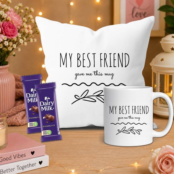 Midiron Lovely Gift for Best Friend - Cushion Mug Chocolate Bar Combo for Joy Assorted Gift Box