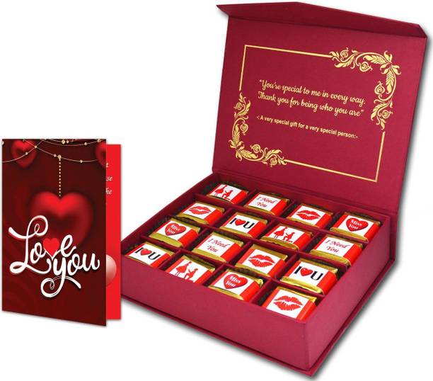 Midiron Chocolate Gift Box, I Love You Greeting Card, Gift for Girlfriend, Wife, Fiancée, Boyfriend, Husband and Someone Special Paper Gift Box