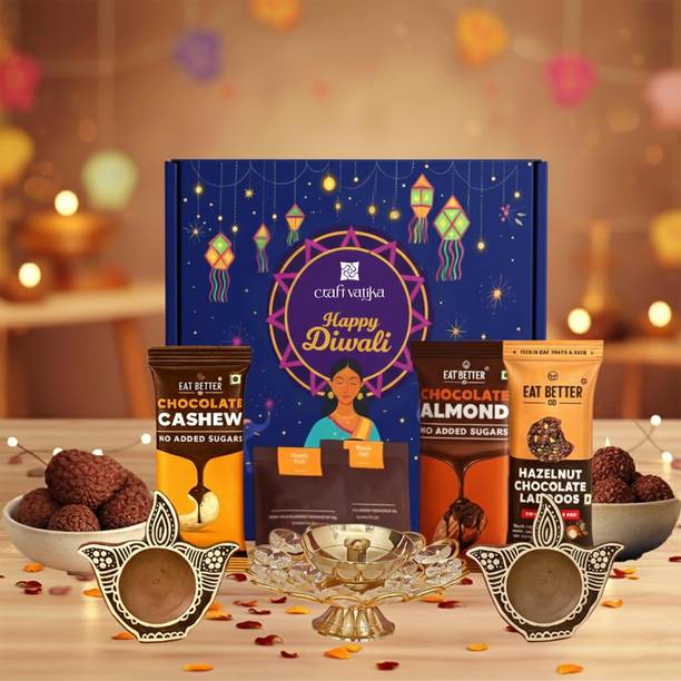 CraftVatika Diwali Gift Hamper Box with Dry Fruits & Healthy Snacks |Gourmet Corporate Gifts Assorted Gift Box