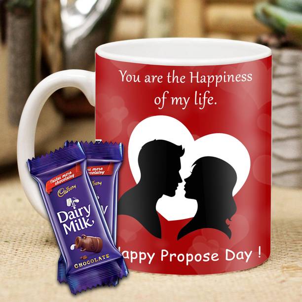 Midiron Gift Pack For Propose Day - Printed Ceramic Coffee Mug with Chocolates Ceramic Gift Box