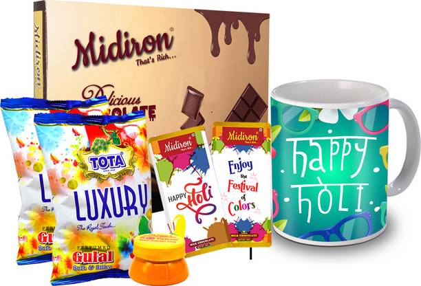 Midiron Chocolate Gifts|Holi Celebrations Gift Hamper |Chandan Tikka Ceramic Gift Box