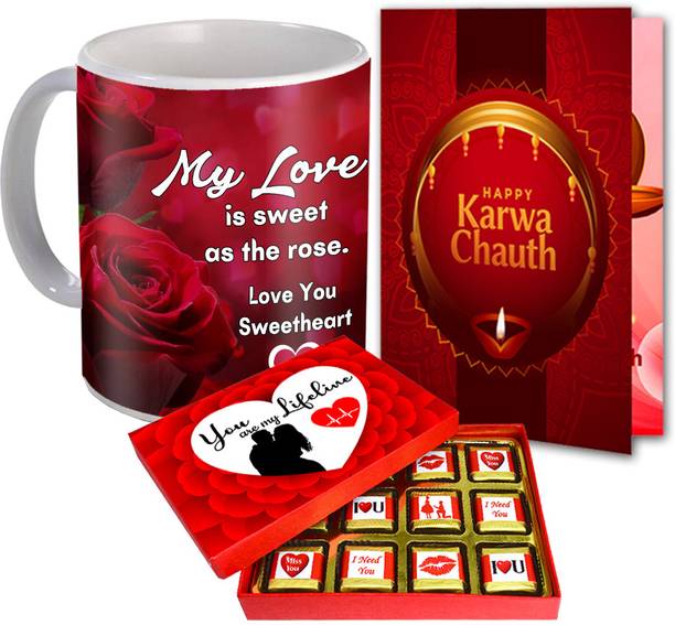 Midiron Lovely Gift for Girlfriend, Wife, Special One| Karwa Chauth Chocolate Gifts Ceramic Gift Box