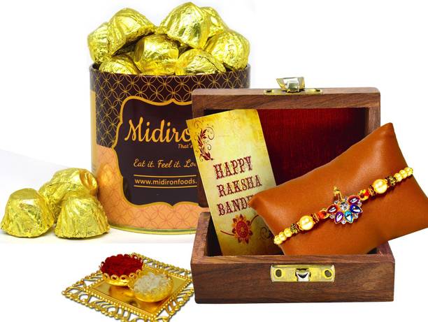 Midiron Rakshabandhan Chocolate Gift for Brother / Bhaiya |Rakhi With Sweets-IZ2042-1 Plastic, Paper, Wooden Gift Box