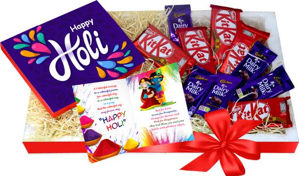 Midiron Happy Holi Gift Hamper | Chocolates with Greeting card for Holi | Paper, Plastic Gift Box