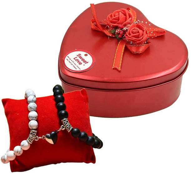 Saugat Traders Valentine Gift for Girls, Boys - Promise Day Gift - Couples Magnet Bracelet- Stainless Steel Gift Box