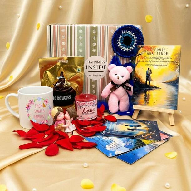 Exciting Lives Women Gift Hamper For Valentine's - For Valentine's Day, Birthday, Anniversary, Ceramic, Cotton, Paper, Plastic, Wooden, Wool Gift Box