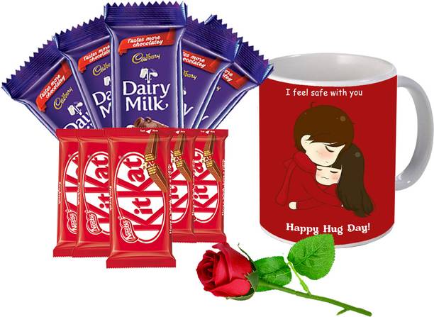 Midiron Hug Day Combo For Husband/Wife with Coffee/Rose & Chocolate Ceramic Gift Box