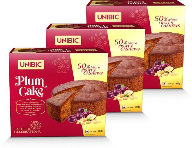 UNIBIC Premium Plum Cake 330Gms (Pack of 03) Paper Gift Box