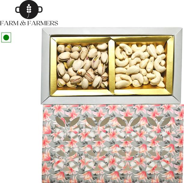 Farm & Farmers Gift hamper set/ Pista 100grams +Cashew 100 grams Dry fruits Premium Quality Jute Gift Box