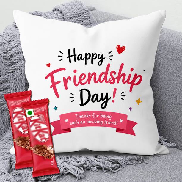 Midiron Friendship Appreciation Gift - Printed Cushion and Wafer Chocolates Assorted Gift Box