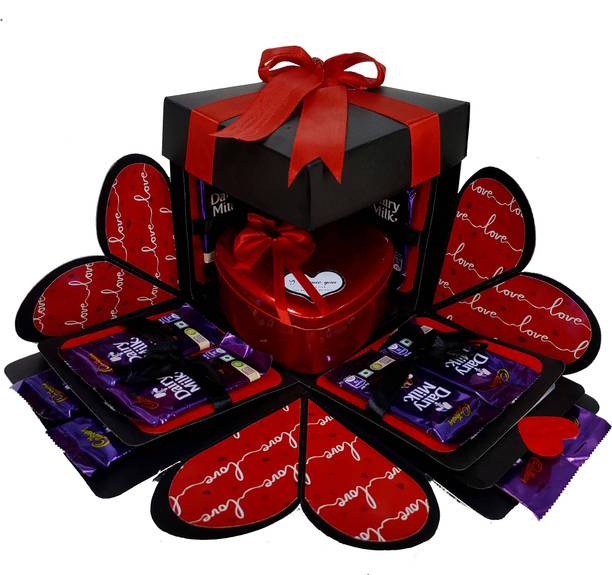 Craft City Chocolate ExplosioN Box,Birthday Gift, (16 CHOCOLATE & RED HEART BOX) Paper Gift Box
