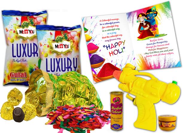 Midiron Hamper Holi with Pichkari Gift Combo Assorted, Plastic Gift Box