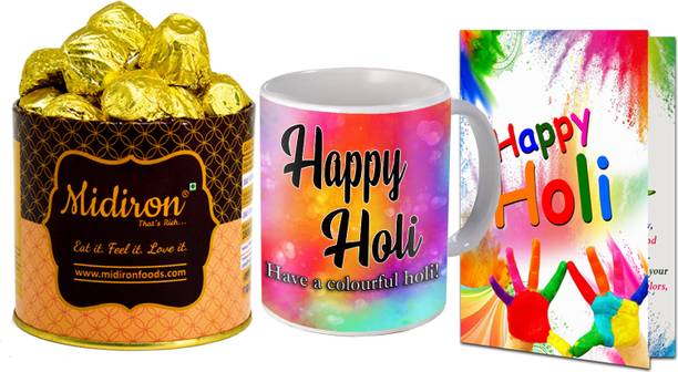 Midiron Holi Gift Combo| Chocolate Gift Box| Holi Festive Gift for Friends, Relatives Ceramic Gift Box
