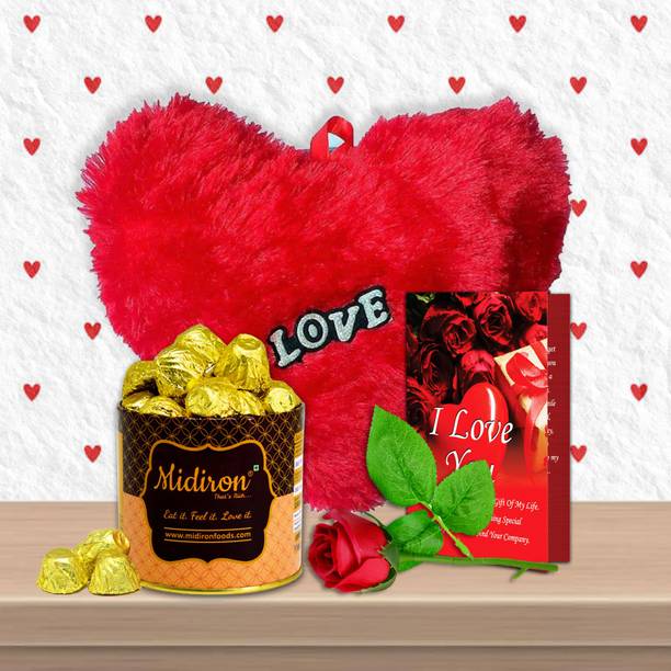 Midiron Beautiful Valentine's Gift Hamper with Lovely Greeting Card & Chocolate Box Fiber Gift Box