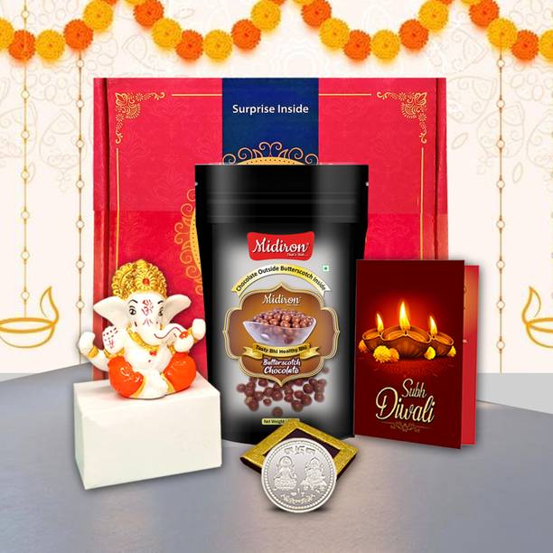 Midiron Diwali Presents – Butterscoth Chocolate, Silver Coin & Card for Special Moments Assorted Gift Box