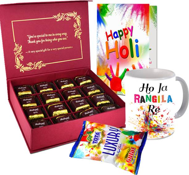 Midiron Chocolate Gift Hamper|Holi Celebrations Gift Combo | Holi Gulal Ceramic Gift Box