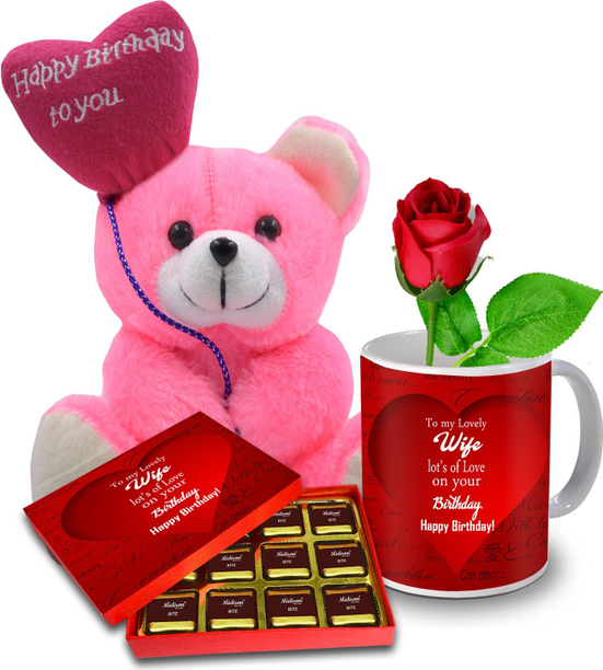 Midiron Gift For Wife Birthday Special Combo |Gift For Wife Birthday Special| Chocolate Gift Box For Birthday| Chocolate Gift For Wife| Chocolate Birthday Gift Pack| Chocolate Gift Pack IZ21GB13N4RoseTM-DTBirthday-17 Ceramic Gift Box