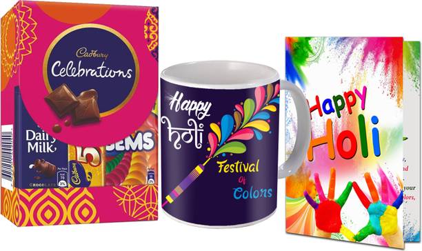Midiron Happy Holi Mug|Holi Celebration Gift Hamper| Chocolate Gift Set Ceramic Gift Box