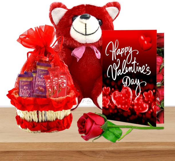 Midiron Chocolate Basket Gift Hamper | Rose day Gift | Teddy Day Gift Combo Fiber Gift Box