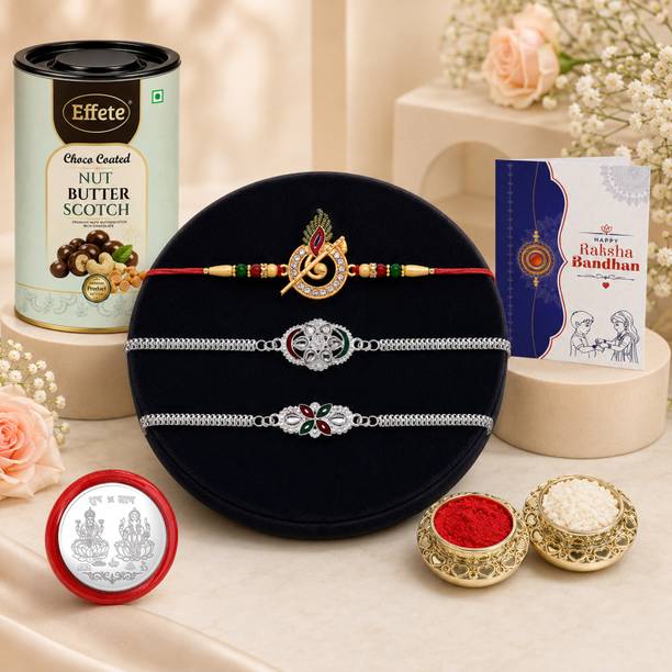 Effete Rakhi gift for brother with chocolate Nut Butterscotch(96gm)|Y22K3_703+A1+A2_BS Assorted Gift Box