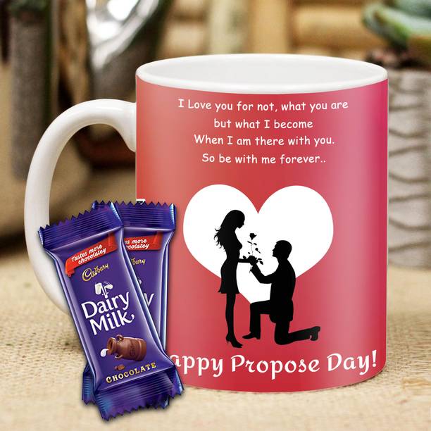 Midiron Valentine's Day Romantic Gift - Printed Ceramic Coffee Mug with Dairy Milk Bars Ceramic Gift Box