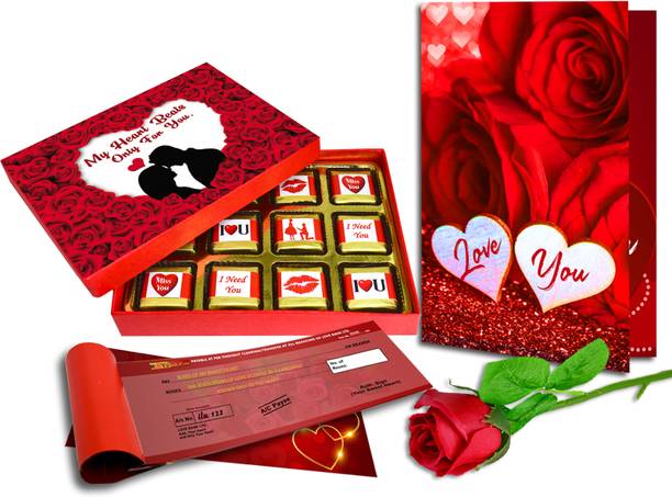 Midiron Valentine's Day Gift Hamper | Beautiful Valentine's Gift | Handmade Chocolate-24 Paper Gift Box