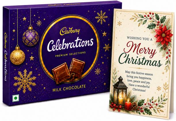 Cadbury Celebrations Premium Chocolate Gift Box with Merry Christmas Greeting Card Assorted Gift Box