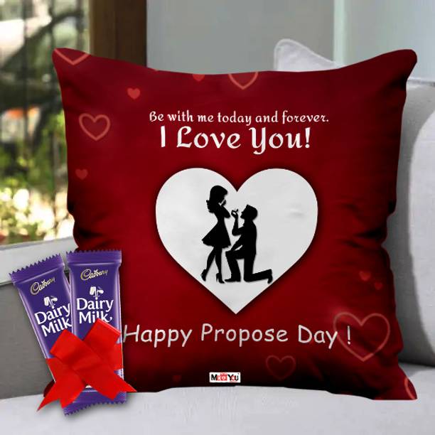 Midiron Perfect Gift For Propose Day with Chocolates & Cushion Fiber Gift Box