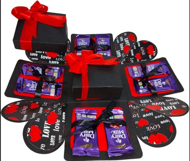 US IDEAL CRAFT Explosion Box, Valentine Gift (8 Chocolate & Zigzag Photo Folder Box) | Paper Gift Box