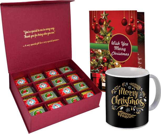 Midiron Handmade Chocolate Gift Hamper | Christmas Printed Coffee Mug - IZ23-06 Assorted Gift Box