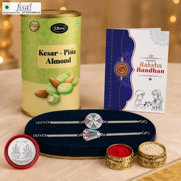 Effete Rakhi With Chocolate|Roli-chawal|Coin|Greeting Card_K2_C27+C28_KP96 Assorted Gift Box