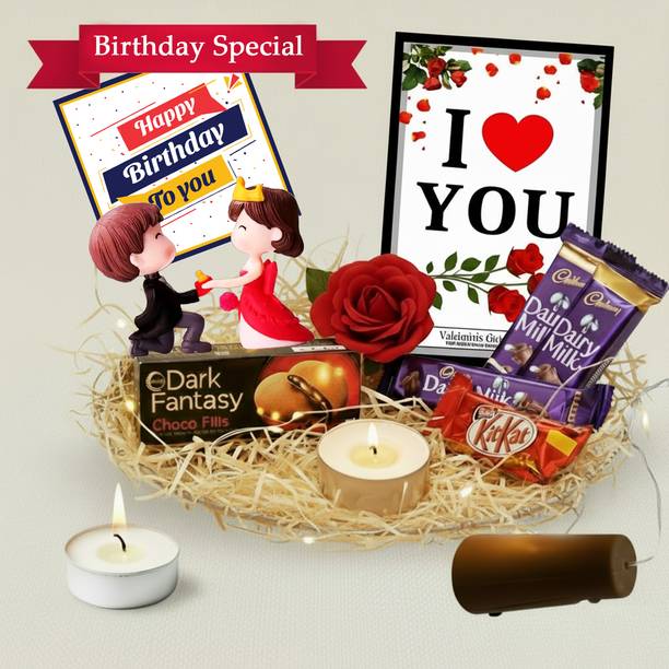 OddClick Birthday Special I Love You Chocolate & Couple Showpiece Gifts Hamper Paper Gift Box