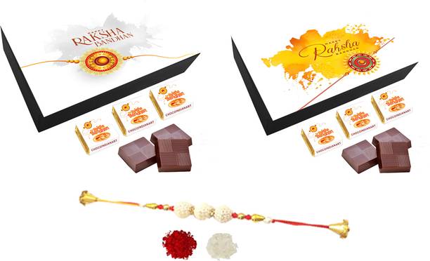 CHOCOINDIANART super delicious chocolate gift with rakhi pack of 2 box Wooden Gift Box