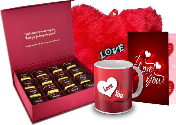 Midiron Love Gift for Girlfriend, Wife, Love, Fincee, Chocolate Box, Red Heart, Love Quoted Coffee Mug,Greeting Card for Valentine DayIZ20GB17HeartBigRCDMU-DTLove-137 Ceramic, Paper Gift Box