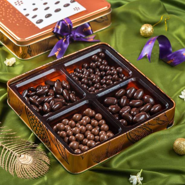 Choko La Cosmos Tin Box | Milk & Dark Premium Chocolate With Dry Fruit Collection Hamper Assorted Gift Box
