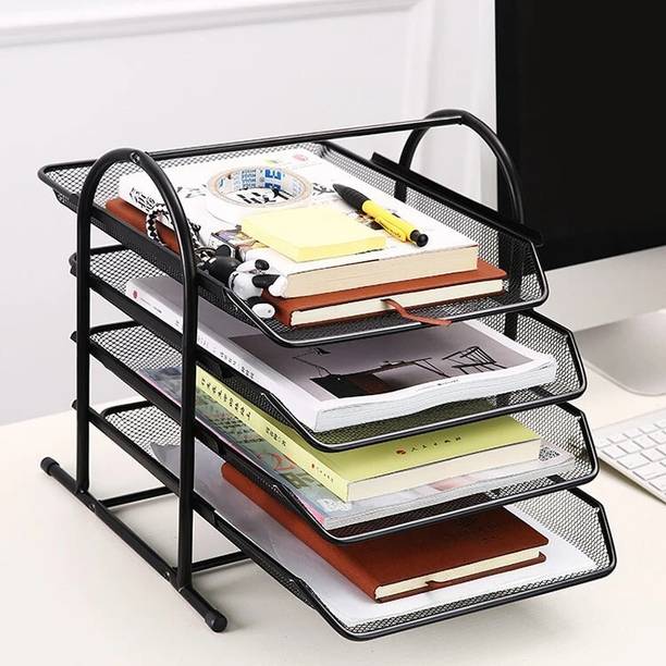 APSENTERPRISEe 4 Tier Metal Mesh File Tray - Desk Organ...