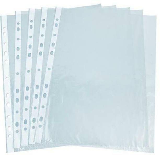 Ang Polypropylene 100-Piece Transparent Waterproof Sheet Protector Files with 11 Punched Ring Holes, A4 Size