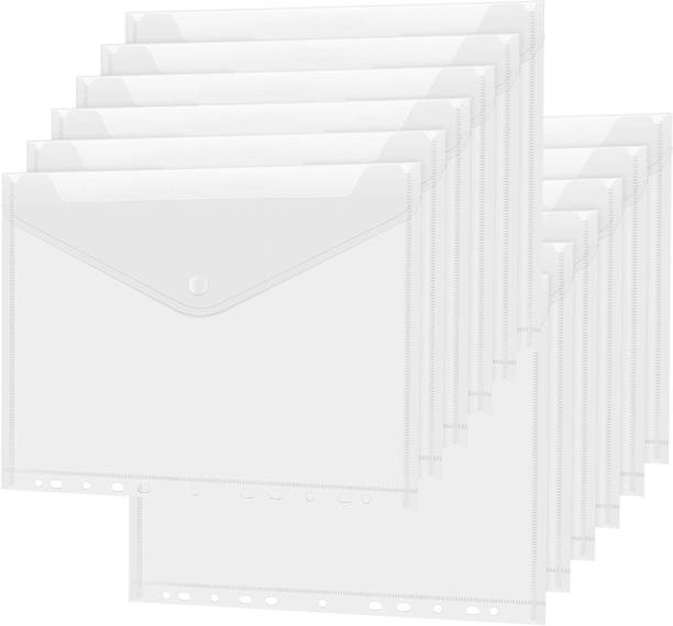 SHINING ZON Plastic A4 Letter Size Button File Folder with 11 holes Sheet Protector for document