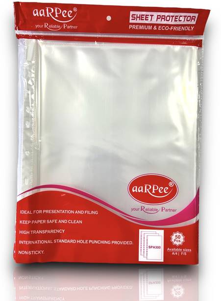 aarpee AARPEE SHEET PROTECTOR A4 300 Microns Clear Document Sleeve Folder with Punch Holes