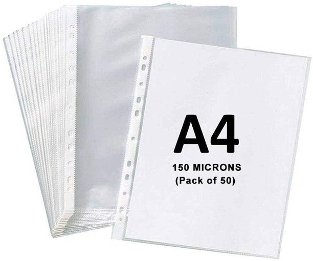 CAMPIO Plastic A4 150-Microns Document Sleeve Sheet Protector 11 Holes Punched Ring File Folder