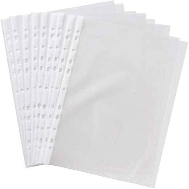 GPN PRINT Plastic 100-Piece a4 Sheet Protectors Files with 11 Punched Ring Holes, Sheet Protector a4 Size Transparent File Sleeves